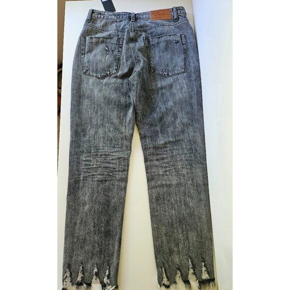 NWT ONE TEASPOON Truckers Mid Rise Straight Leg Women's 26 Opium Grey Distressed - Picture 4 of 15